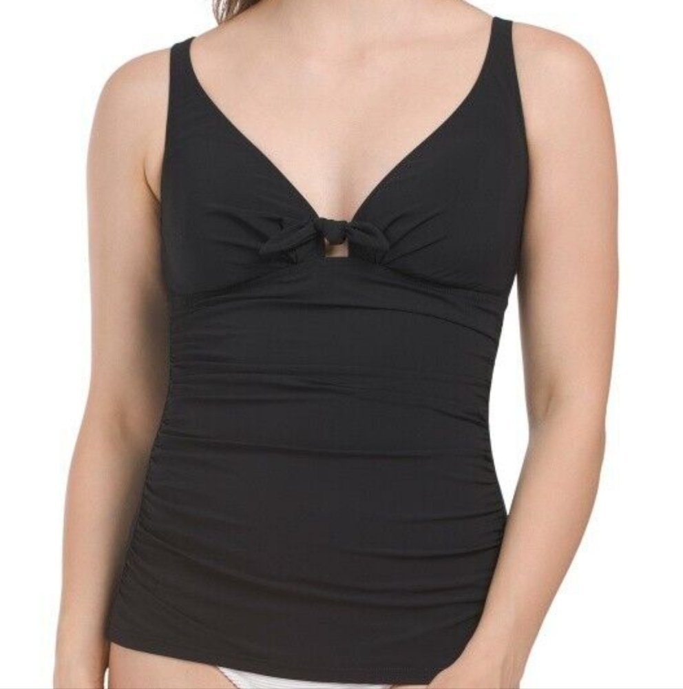 Profile by Gottex Black V-Neck Underwire Tankini Top 34D NWT
